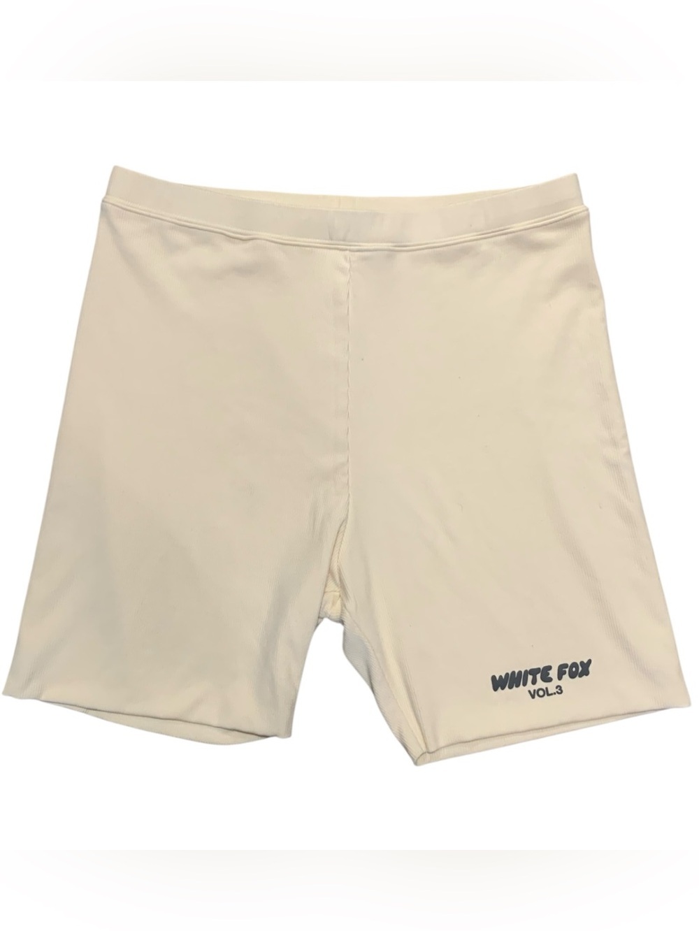 White Fox Vol. 3 Cream Ribbed Biker Shorts XL Y2K Athleisure Lounge Coquette